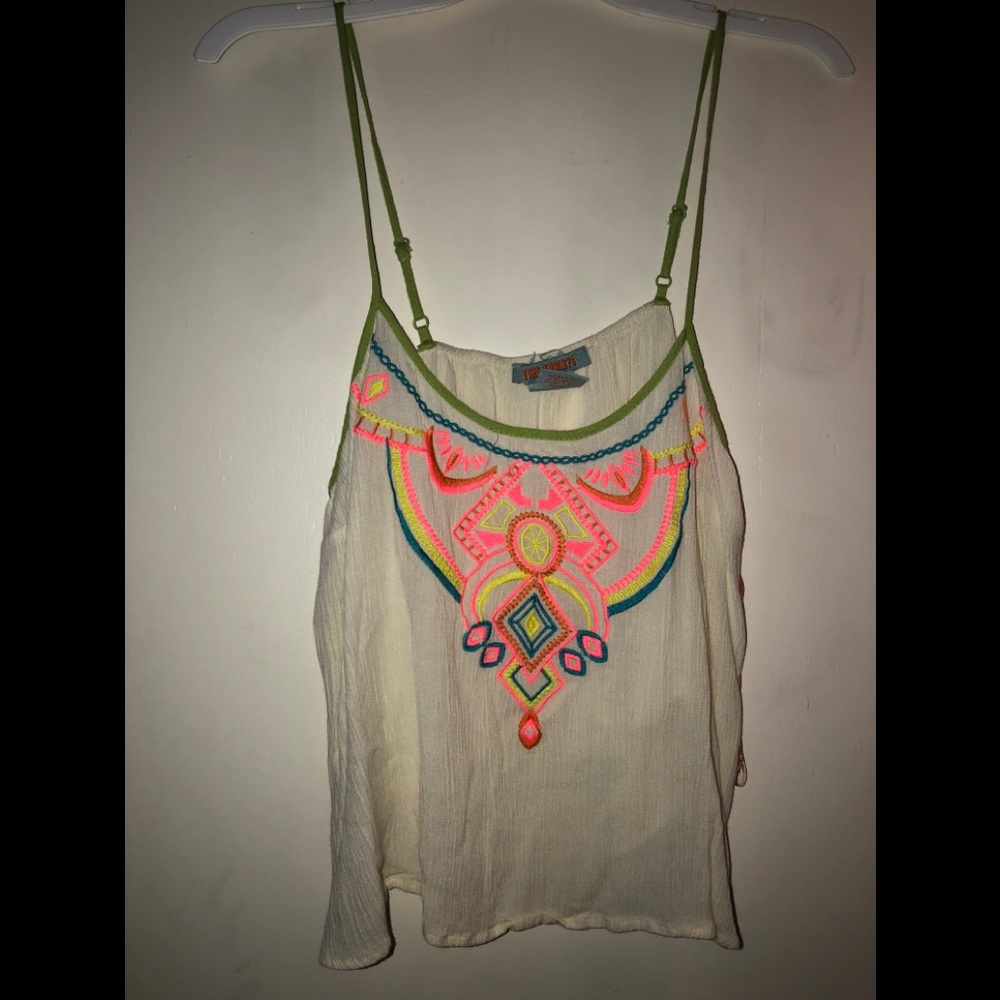 White and neon crop top